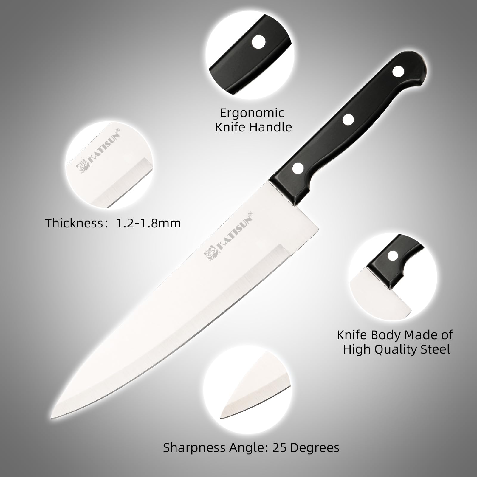 19-piece Knife Set, German Steel, Durable, Dishwasher-safe, Kitchen Knife Set With Built-in Sharpener For Chopping, Slicing, Dicing And Cutting