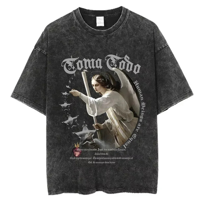 Men's Fashion Washed Streetwear Graphic Prints