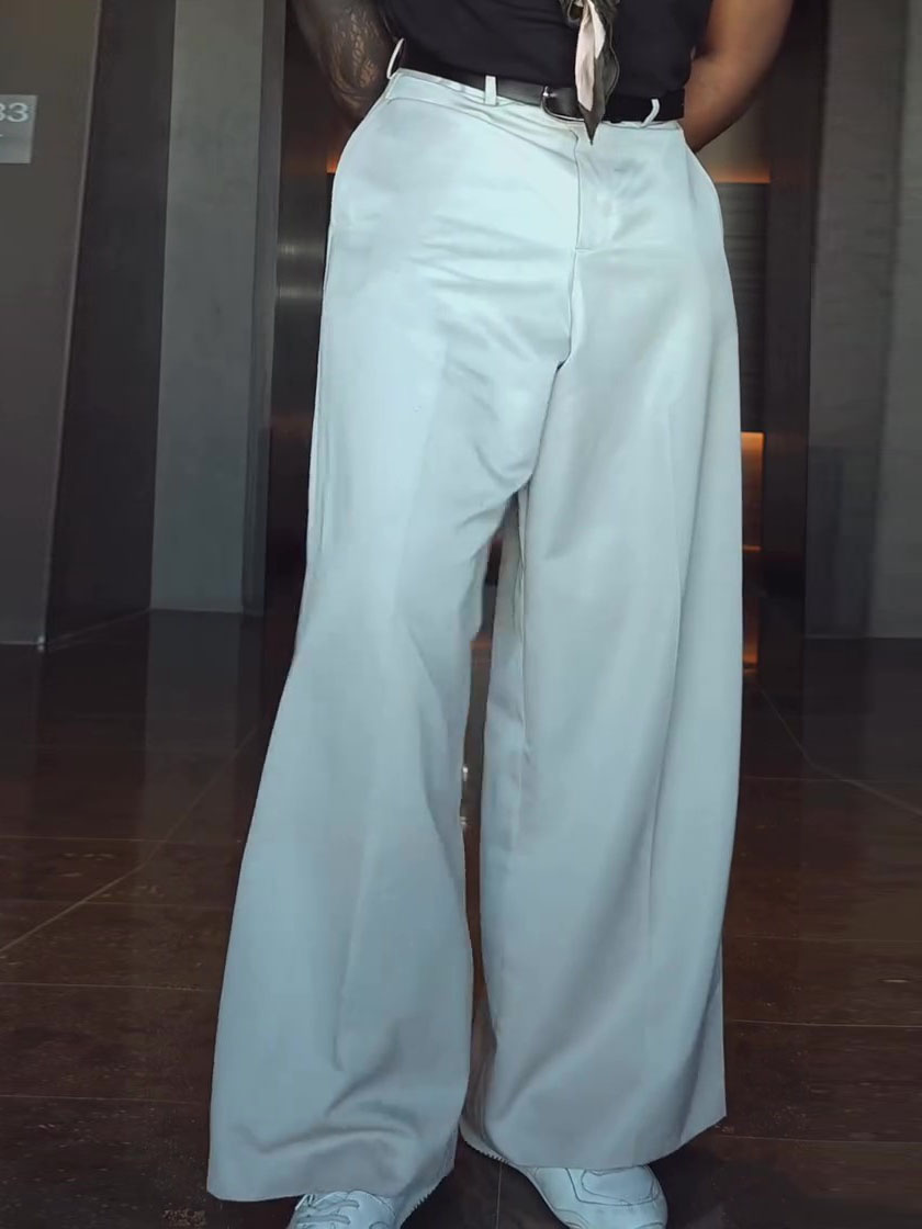 High Waisted Drapey Wide Leg Suit Pants