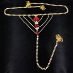 Heart Rhinestone Panty Body Jewelry Female