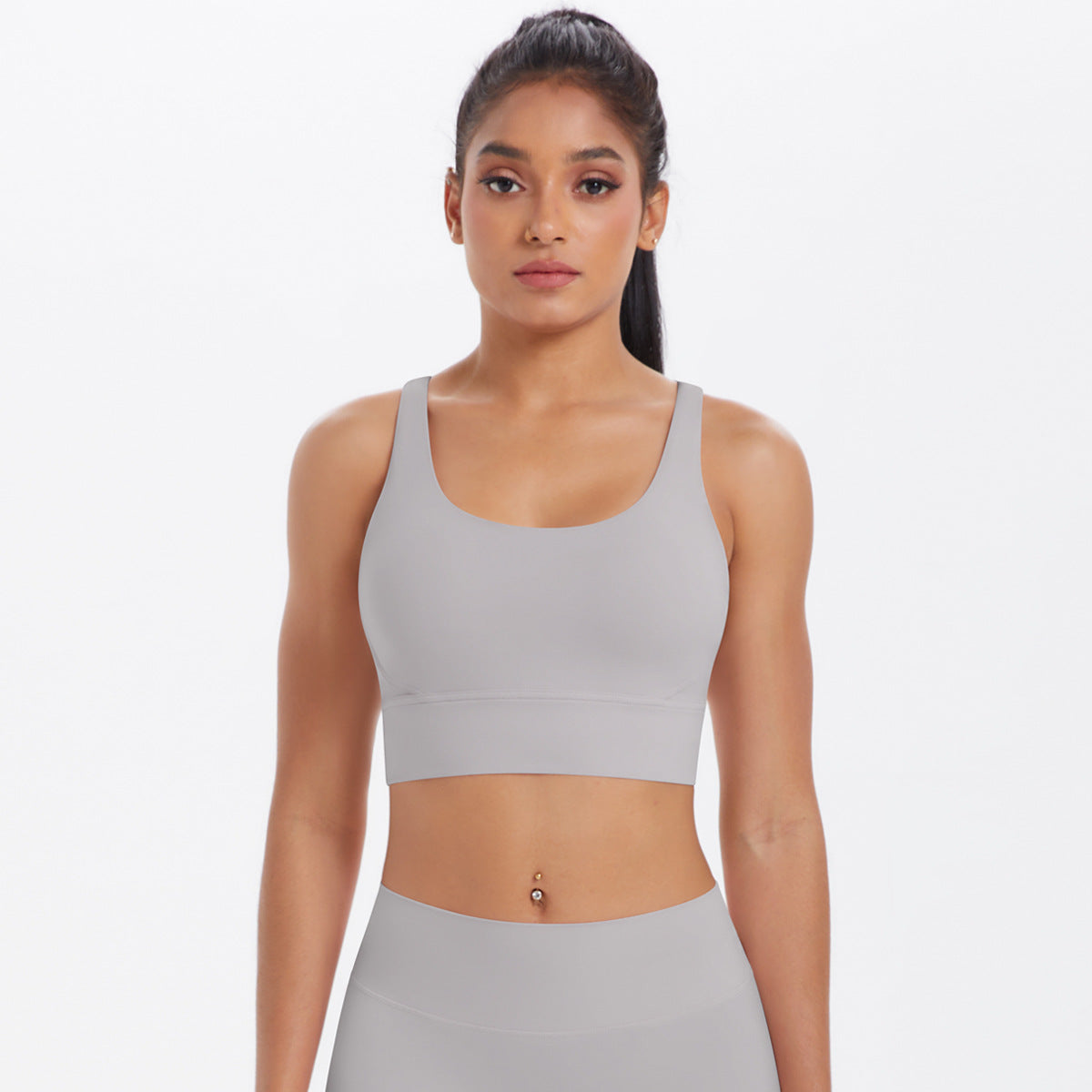 New Nude-Feel Yoga Tank Top Womens Cross-Back Sports Bra