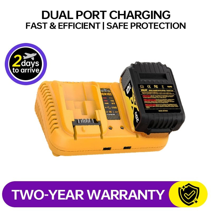 20V Dual-port Fast Charger, Replaceable Charger, Compatible With 12V - 20V Batteries, Equipped With USB And Type-C Charging Interfaces