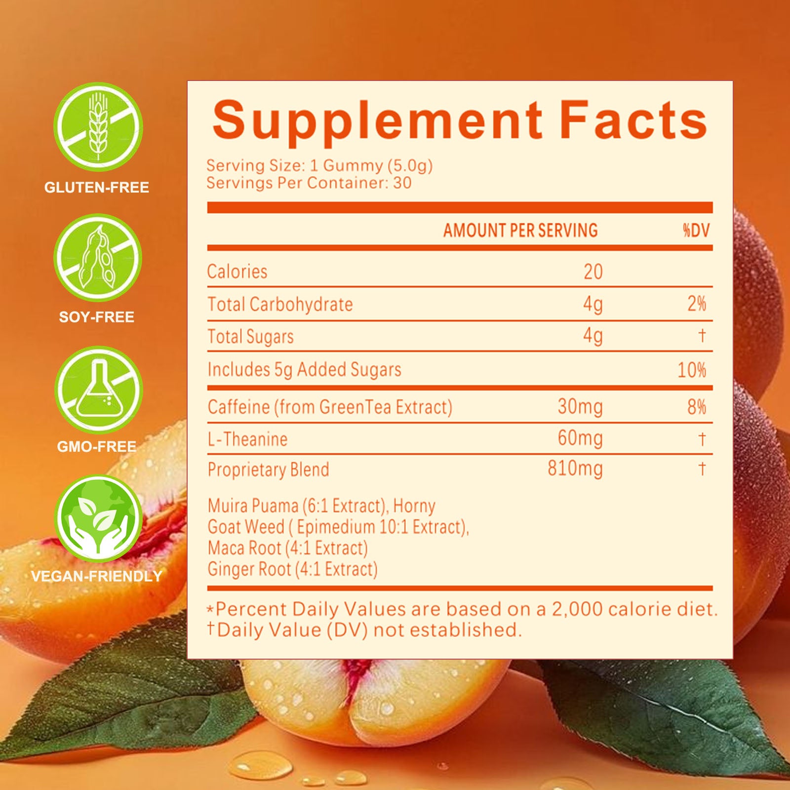 Spicy Cubes, Intimacy Gummies With Chili Pepper, Muira Puama, Maca Root, Epimedium, Helps Promote Hormone Balance, Calmness And Intimacy Wellness, Peach Flavor, 30 Gummies