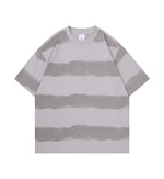 Tie-dye Washed Striped Short-Sleeve Mens Cotton T-Shirt