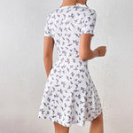Elegant White Polka-Dot Dress For Women