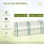 Portable Tunneled Greenhouse With 4 Zippered Doors, Water UV Fighting PVC Cover