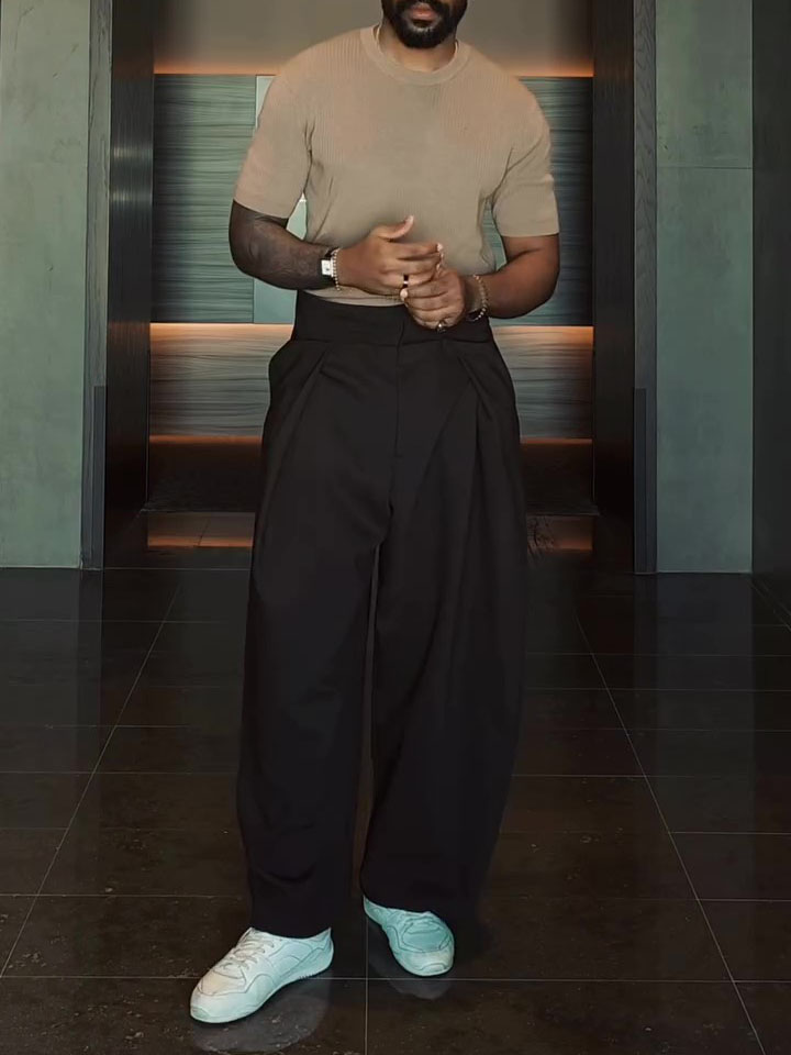 Black High Waisted Pleated Balloon Pants