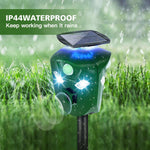 1Pc Electric Solar Powered Ultrasonic Animal Repeller 360 Degree Ultrasonic Animal Driver With Motion Sensor LED Flashing Lights Waterproof Outdoor Animal Repellent For Farm Garden Yard