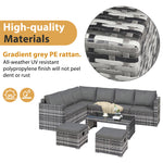 Garden Corner Sofa Set Rattan Sofa Outdoor Furniture With Coffee Table 2 Stools