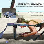 Folding Lounge Chair W Reclining Back, Gray