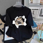 Men's Loose Plus-Size Crew-Neck Printed Athletic Base Layer Top