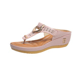 Women's Flower Wedge Heel Platform Flip Flops Plus Size Beach Slippers