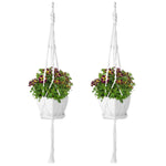 2Pcs Plant Hanger Flowerpot Net Bag 40in Cotton Rope Plant Hangers 4Legs Plant Hanger Fit For Round Or Square Plant Pot