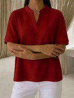 Waffle-knit Loose Casual Short-sleeve T-shirt