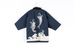 Japanese Traditional Koi Print Kimono Cardigan Thick Cotton Jacket Coat Outerwear Yukata Home Clothes Men Loose Pajamas