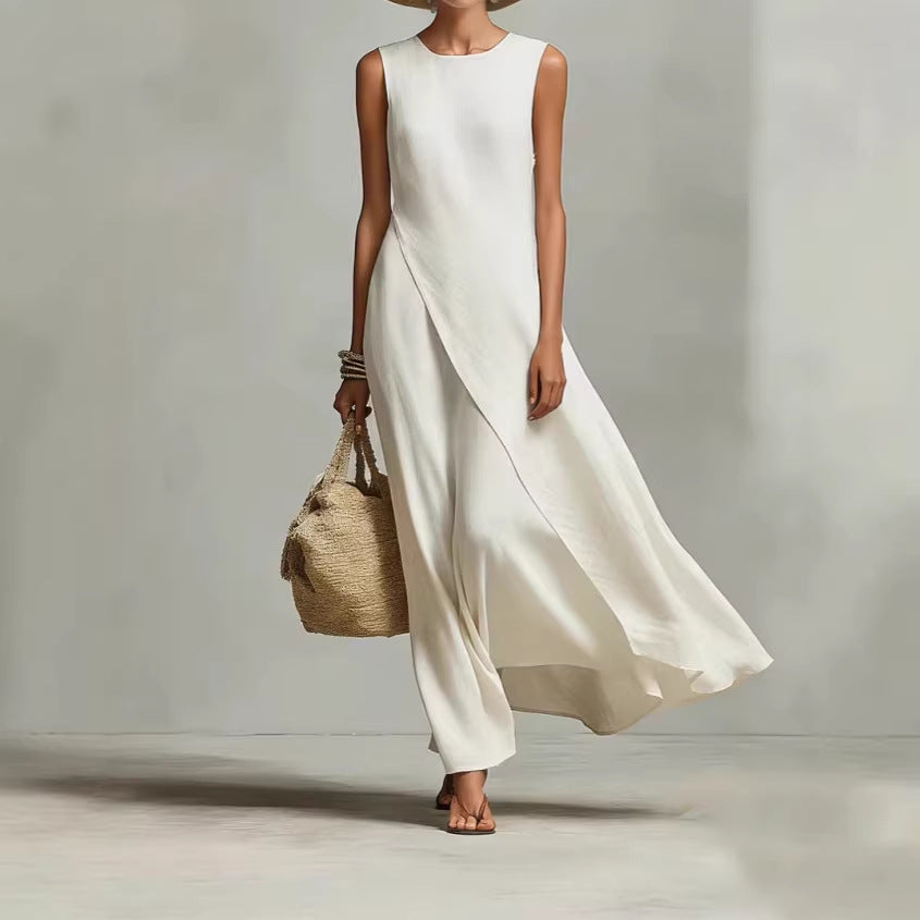 Asymmetrical Hem Modern Womens Style Dress