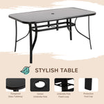 8 Pieces Patio Furniture Set with 9Ft Patio Umbrella, Outdoor Dining Table and Chairs, Black