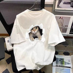 Men's Loose Plus-Size Crew-Neck Printed Athletic Base Layer Top