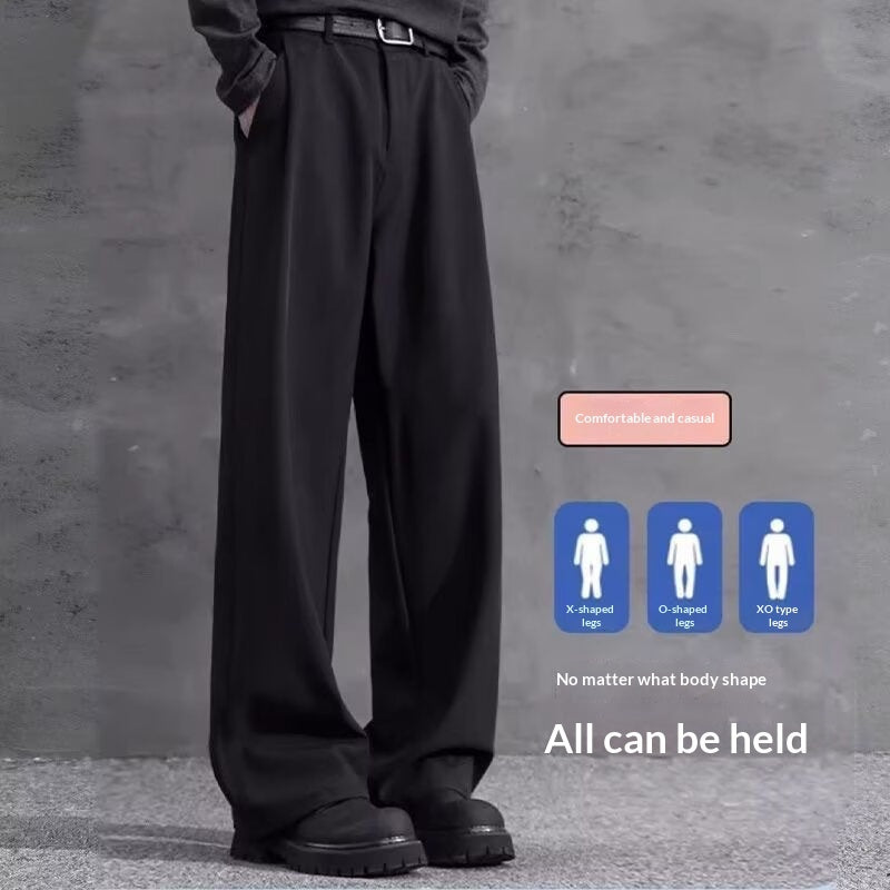 Summer Ice Silk Casual Pants American-Style High-Waist Suit Trousers